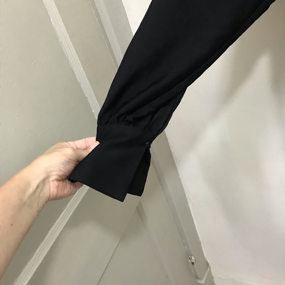 Black Tie-Neck Blouse - Women Tops - Picture 3 of 6